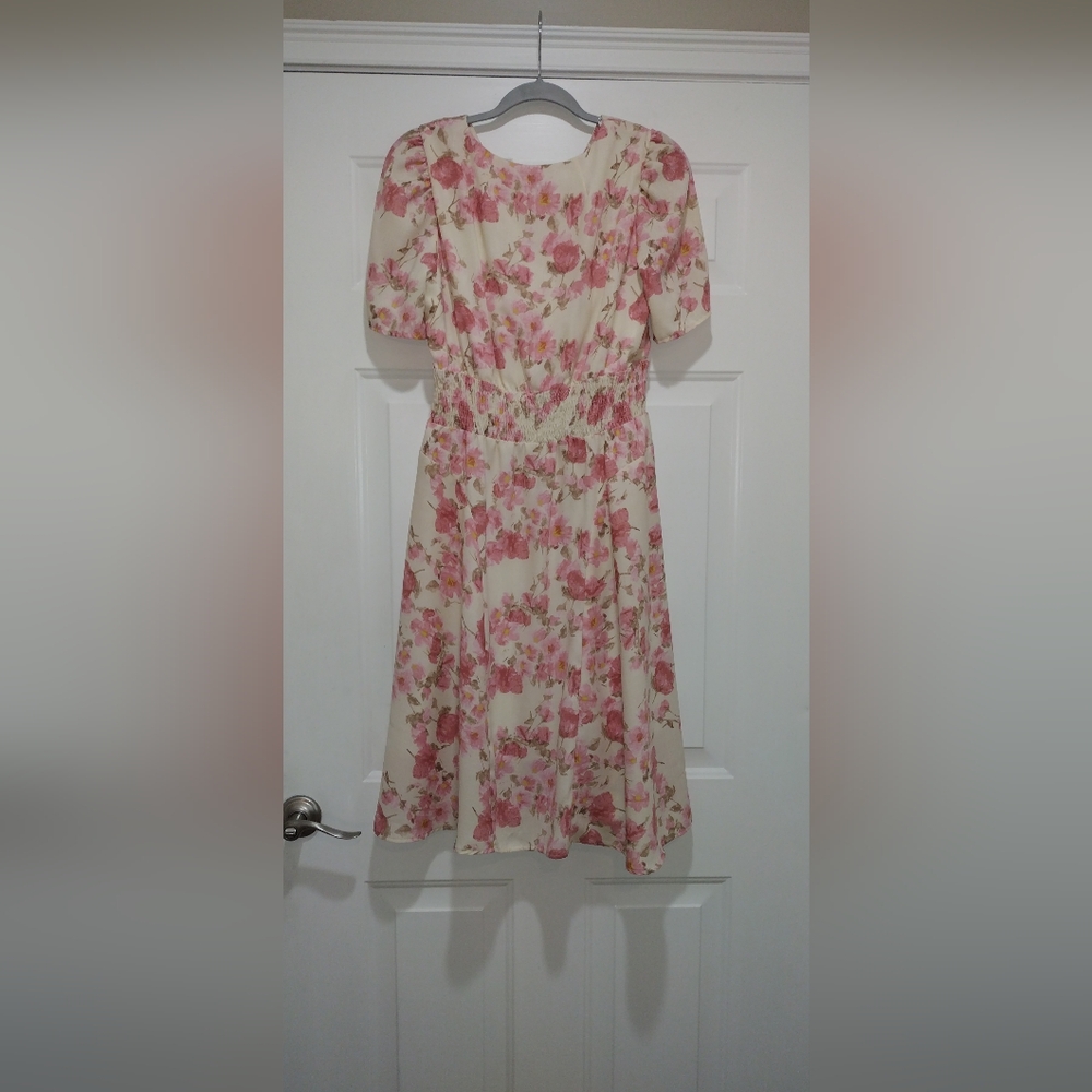 Rabbit Rabbit Rabbit Floral Midi Dress - Pink and Cream - Picture 5 of 7